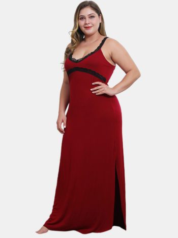 Women Lace Plus Size Sling Solid Color Loungewear Casual Sleepwear