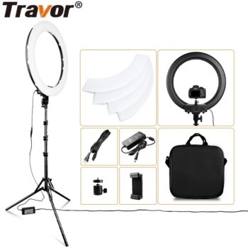 Travor LED Ring Light 18 Inch Ring Lamp Photo light ring With Tripod Phone holder for YouTube makeup Studio photography ringligt