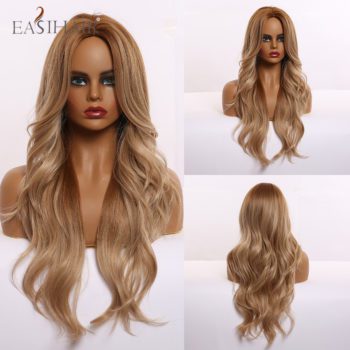 EASIHAIR Ombre Brown Light Blonde Platinum Long Wavy Middle Part Hair Wig Cosplay Natural Heat Resistant Synthetic Wig for Women - Image 14