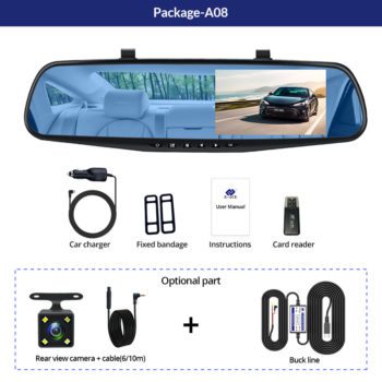E-ACE Full HD 1080P Car Dvr Camera Auto 4.3 Inch Rearview Mirror Digital Video Recorder Dual Lens Registratory Camcorder - Image 5