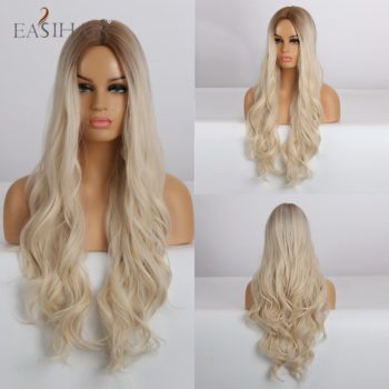 EASIHAIR Long Ombre Blonde Wigs for Middle Part Heat Resistant Synthetic Wigs Afro Women Wavy Cosplay Natural Hair Wigs - Image 18