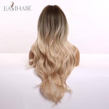 EASIHAIR Long Light Blonde Ombre Natural Wave Style Wigs Heat Resistant Synthetic Wigs Middle Part Hair Cosplay Wigs for Women - Image 2