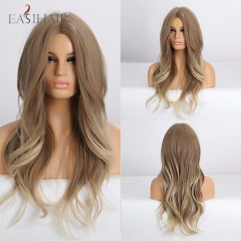 EASIHAIR Long Wavy Brown Synthetic Wigs With Blonde Highlights Cosplay Natural Hair Wigs High Temperature Fiber For Black Women - Image 18