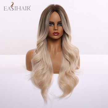EASIHAIR Long Light Blonde Ombre Natural Wave Style Wigs Heat Resistant Synthetic Wigs Middle Part Hair Cosplay Wigs for Women - Image 5