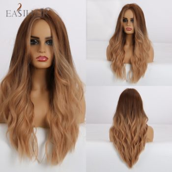 EASIHAIR Long Ombre Blonde Wigs for Middle Part Heat Resistant Synthetic Wigs Afro Women Wavy Cosplay Natural Hair Wigs - Image 9