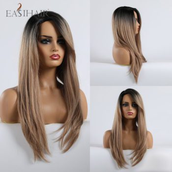 EASIHAIR Long Wavy Brown Synthetic Wigs With Blonde Highlights Cosplay Natural Hair Wigs High Temperature Fiber For Black Women - Image 23