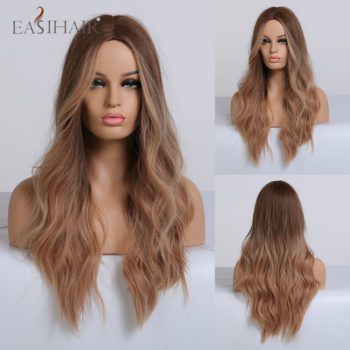 EASIHAIR Ombre Brown Light Blonde Platinum Long Wavy Middle Part Hair Wig Cosplay Natural Heat Resistant Synthetic Wig for Women - Image 21