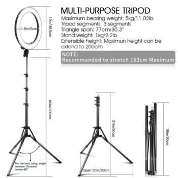 Travor LED Ring Light 18 Inch Ring Lamp Photo light ring With Tripod Phone holder for YouTube makeup Studio photography ringligt - Image 2