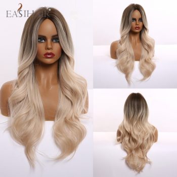 EASIHAIR Long Light Blonde Ombre Natural Wave Style Wigs Heat Resistant Synthetic Wigs Middle Part Hair Cosplay Wigs for Women - Image 15