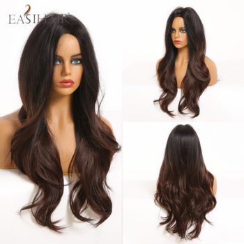 EASIHAIR Long Wavy Brown Synthetic Wigs With Blonde Highlights Cosplay Natural Hair Wigs High Temperature Fiber For Black Women - Image 14