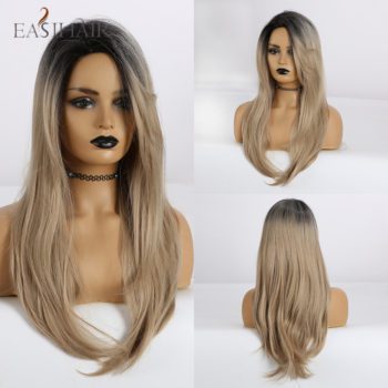 EASIHAIR Long Wavy Brown Synthetic Wigs With Blonde Highlights Cosplay Natural Hair Wigs High Temperature Fiber For Black Women - Image 22