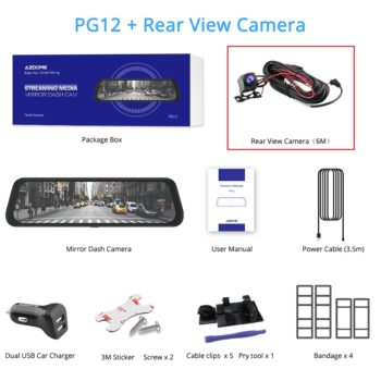 AZDOME Car dvr PG12 Dual Lens Rear View Camera 10" Full-Screen Touching 1296P Dash Cam Streaming Media Night Vision Dash camera - Image 10