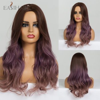 EASIHAIR Long Wavy Brown Synthetic Wigs With Blonde Highlights Cosplay Natural Hair Wigs High Temperature Fiber For Black Women - Image 19