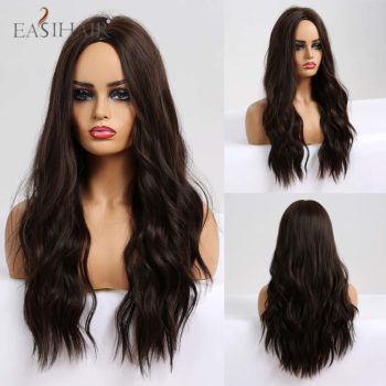 EASIHAIR Ombre Brown Light Blonde Platinum Long Wavy Middle Part Hair Wig Cosplay Natural Heat Resistant Synthetic Wig for Women - Image 17