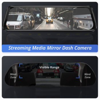 AZDOME Car dvr PG12 Dual Lens Rear View Camera 10" Full-Screen Touching 1296P Dash Cam Streaming Media Night Vision Dash camera - Image 4