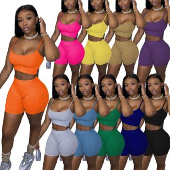 Co Ord Tracksuit Women Sportwear Summer Clothes for Women Crop Top Biker Shorts Set 2 Piece Sets Womens Outfits Ensemble Femme