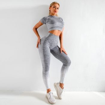 Seamless Women Yoga Set Long Sleeve Top High Waist Sport Leggings Gym Clothes Sport Suit short Gym Suit Fitness Sets for Women