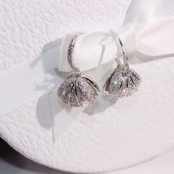 Dominated metal shell design exquisite shining crystal Fashion temperament contracted pearl Drop earrings new