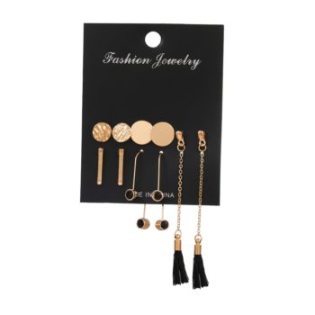 EN 12 Pairs Flower Women'S Earrings Set Pearl Crystal Stud Earrings Boho Geometric Tassel Earrings For Women Jewelry Gift