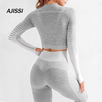 Seamless Women Yoga Set Long Sleeve Top High Waist Sport Leggings Gym Clothes Sport Suit short Gym Suit Fitness Sets for Women