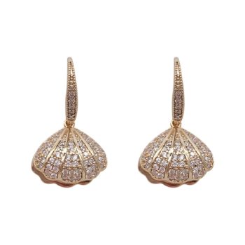 Dominated metal shell design exquisite shining crystal Fashion temperament contracted pearl Drop earrings new