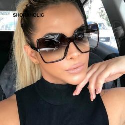 Black Square Oversized Sunglasses Women Big Frame Colorful Sun Glasses Female Mirror Oculos Unisex Gradient Shades