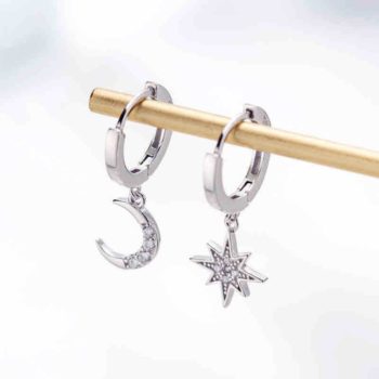 Classic Geometric Women Dangle Earrings Asymmetric Earrings Of Star And Moon Female Korean Jewelry