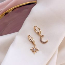 Classic Geometric Women Dangle Earrings Asymmetric Earrings Of Star And Moon Female Korean Jewelry
