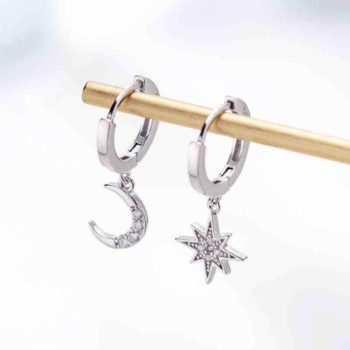 Classic Geometric Women Dangle Earrings Asymmetric Earrings Of Star And Moon Female Korean Jewelry