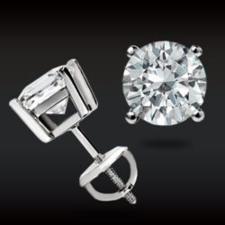 2.00 CT Round Earrings 14K Solid White Gold Basket Studs Brilliant Screw Back