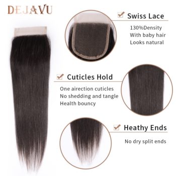 Dejavu Straight Hair Bundles With Closure Peruvian Hair Bundles With Closure Non-Remy Human Hair Bundles Hair Extension Cabelo