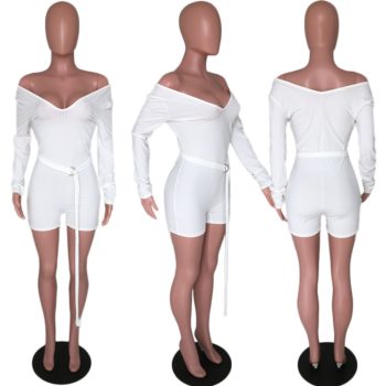Bodycon Women Playsuit Festival Clothes Autumn Long Sleeve Belted Streetwear One Piece Outfits Club Party Jumpsuits