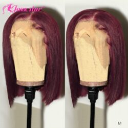 13x4 Straight Burgundy Bob Lace Front Wigs 99J Lace Front Human Hair Wigs Brazilian Pre plucked 150% Density Jazz Star Non-Remy