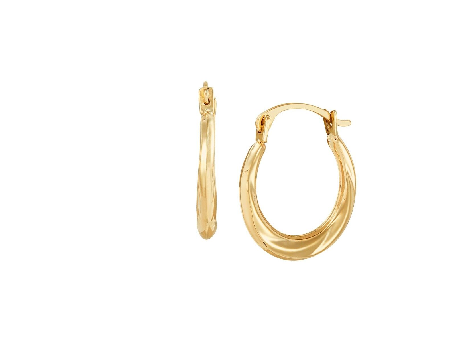 Twisted & Etched Hoop Earrings in 14K Gold