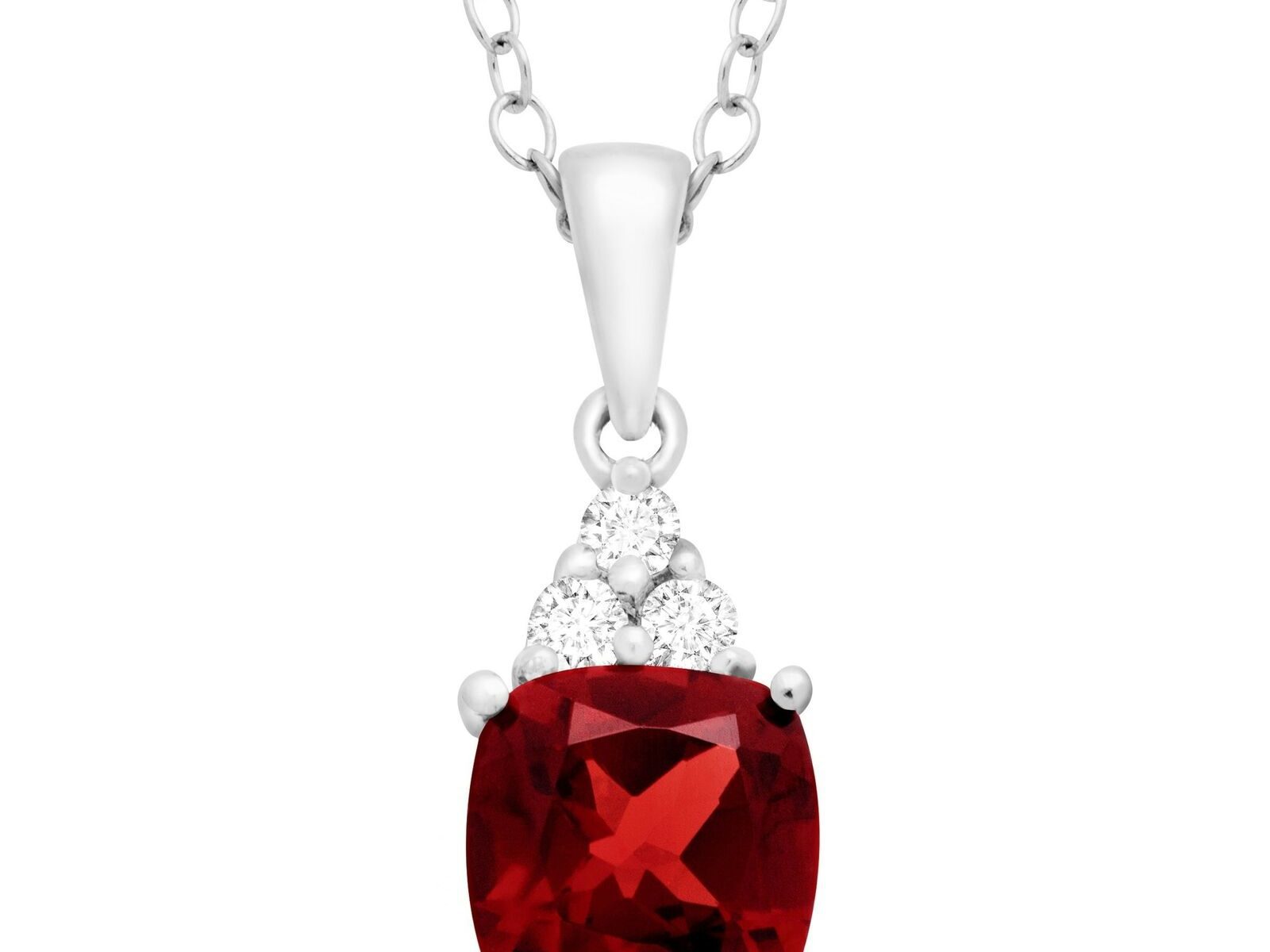 Gemstone & White Topaz Pendant Necklace in Sterling Silver, 18"
