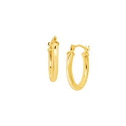 15 mm Round Tube Hoop Earrings in 14K Gold