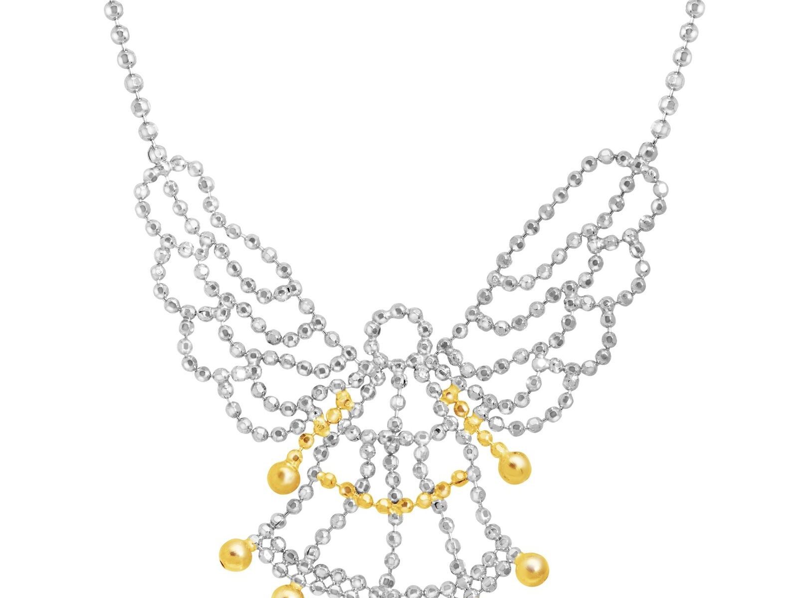 Guardian Angel Beaded Necklace in Sterling Silver & 10K Gold