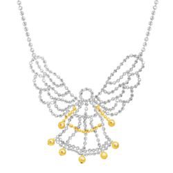 Guardian Angel Beaded Necklace in Sterling Silver & 10K Gold