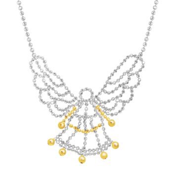 Guardian Angel Beaded Necklace in Sterling Silver & 10K Gold