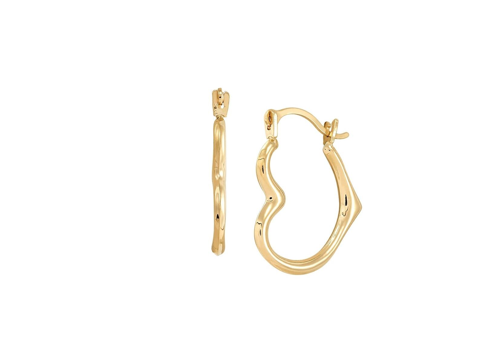 Polished Open Heart Hoop Earrings in 10K Gold