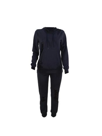 Women Hole Pants Set Long Sleeve Sportswear Jacket Tracksuit Hoodie Legging 2 Piece Set Sports Suit Outerwear Tights fashion