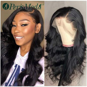 Synthetic Wigs for Black Women Loose Wave Natural Density Long Black Wigs PerisModa Heat Resistant Synthetic Lace Front Wigs