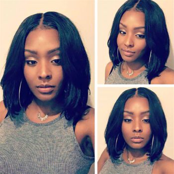 Short Lace Front Human Hair Wigs Brazilian Remy Hair Bob Wig with Pre Plucked Hairline Bleached Knots