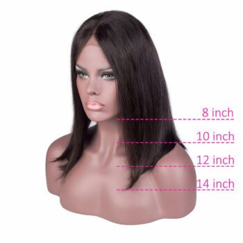 Short Lace Front Human Hair Wigs Brazilian Remy Hair Bob Wig with Pre Plucked Hairline Bleached Knots