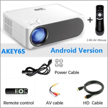 AUN Full HD Projector AKEY6/S, 6800 Lumens 1920x1080P Home Cinema(Optional Android 6.0 WIFI) HDMI VGA for GYM 4K Video Proyector